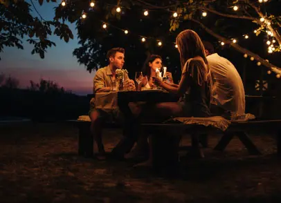 People Enjoying Outdoor Dinner